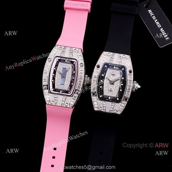 Swiss Quality Richard Mille RM 007-01 Iced Out Diamond Watch Women Size 2