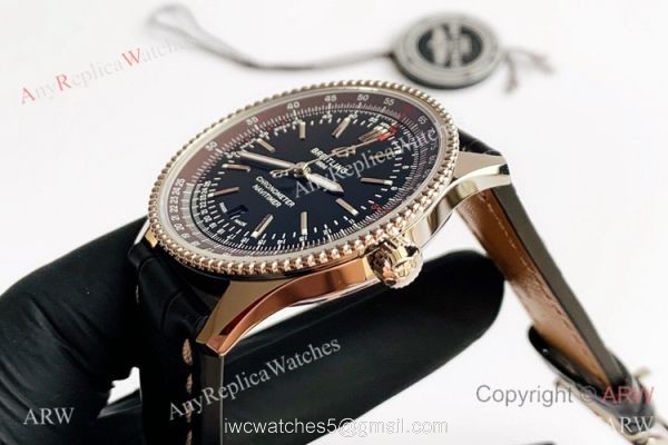 V7 Factory Swiss Replica Breitling Navitimer 1 Watch Black Dial Black Leather Strap 2