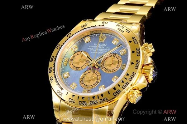 JH Factory Copy Rolex Daytona JH Swiss 4130 Watch Blue MOP Face Yellow Gold 40mm NEW 2