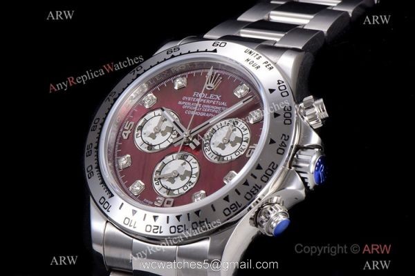 JH Factory Replica Rolex Daytona Swiss 4130 Chronograph Watch Stainless Steel Rose Red Dial 2