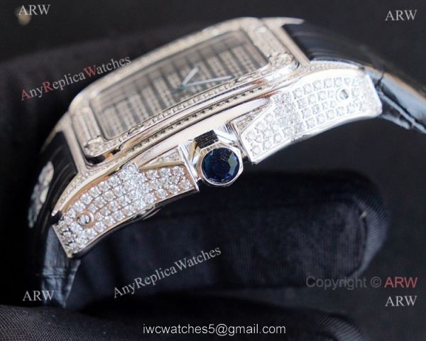 Iced Out Cartier Santos 100 Automatic Watch For Men Best Replica For Sale 2