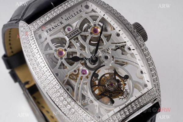 1:1 Super Clone Franck Muller Thunderbolt Tourbillon Iced Out Stainless Steel Watch 72 hour power reserve 2