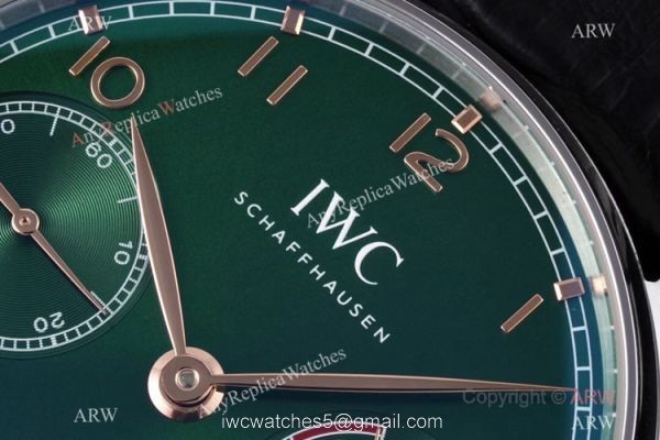 Super Clone IWC Schaffhausen Portugieser 7 Days IW500708 ZF Green Dial Swiss 52010 2