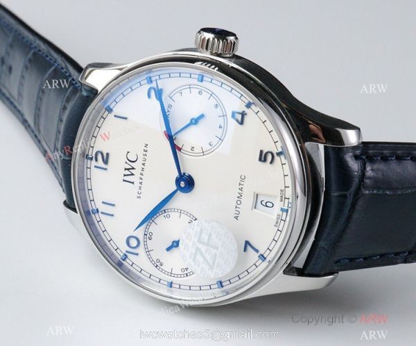 Super Clone IWC Portugieser 7 Days ZF Factory IW500107 Blue Leather Strap 1:1 Copy Watch 2