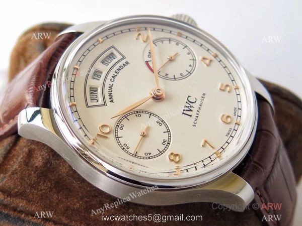 Swiss Grade 1 IWC Portuguese Annual Calendar ZF Swiss 52850 Rose Gold Arabic Marker 44mm 2