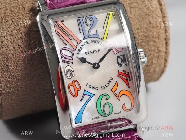 2021 New Franck Muller Long Island 952QZ Purple Leather Strap Franck Muller 1:1 Copy Watch 2