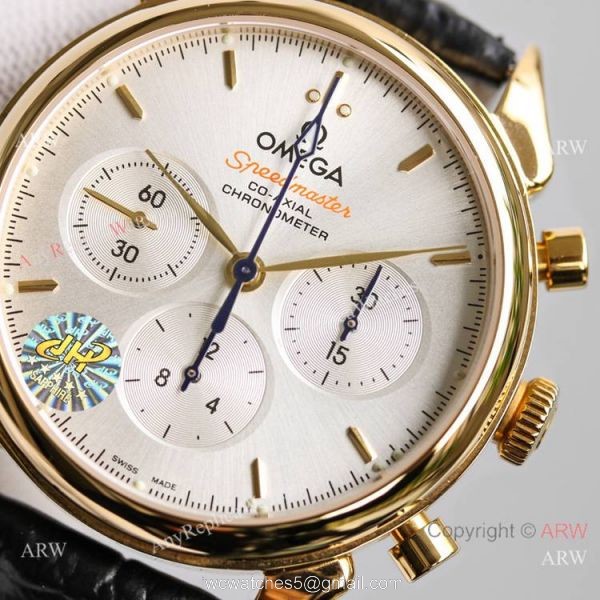 JH Swiss Copy Omega Speedmaster 7750 Chronograph Watch Yellow Gold 2