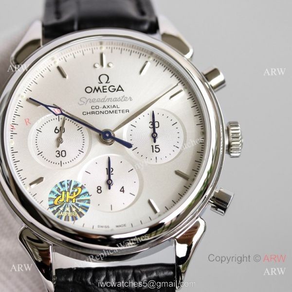 JH Swiss Copy Omega Speedmaster 7750 Chronograph Watch Silver Dial 42mm 2