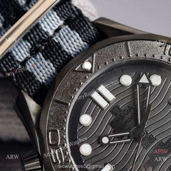 New 2021 Watch Swiss Replica Omega Black Seamaster Diver 300m Nato Strap 2