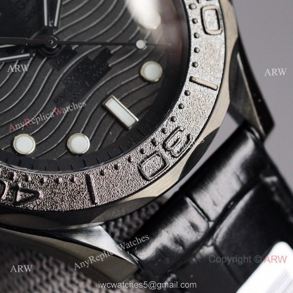 New 2021 Watches Swiss Omega Seamaster Diver 300m Black Black Watch Leather Strap 2