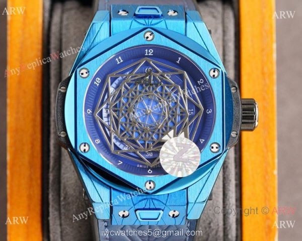 Z Factory Swiss Copy Hublot Sang Bleu 45mm Watch Blue Case Citizen Automatic 2