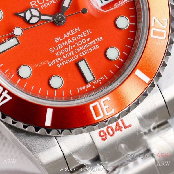 Swiss Grade Orange Dial 904L Steel Blaken Rolex Submariner Replica Watch Limited Edition Watch 2