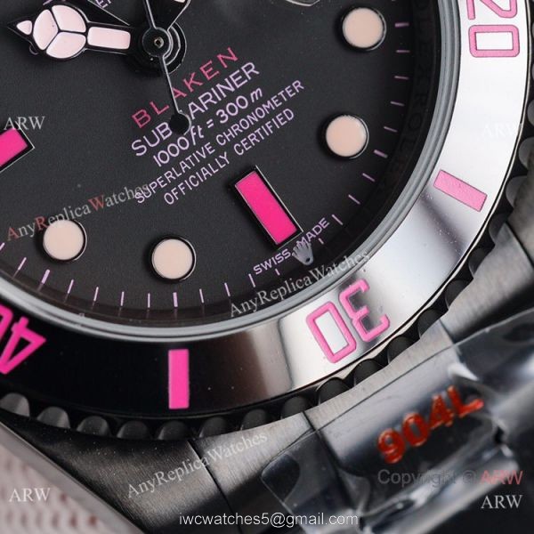 Swiss Copy Rolex Blaken Submariner 2836 Watch Red Markers 40mm 2
