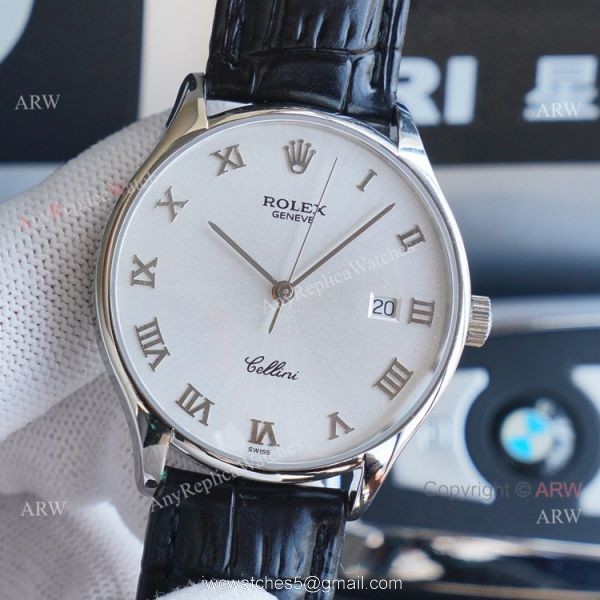 Stainless Steel Rolex Cellini White Dial With Roman Markers Swiss Replica Watches 2