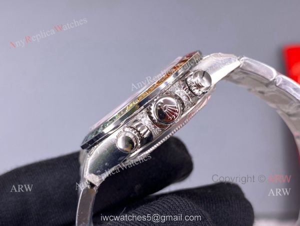 Noob Factory Cal.4130 Rolex Daytona Rainbow Pink Face Diamond Watches High Copy 2