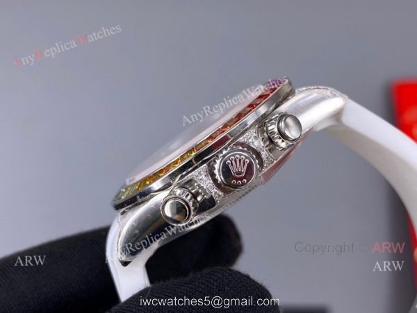 Noob Blaken Rolex Rainbow Daytona 4130 White Rubber Band Best Replica Watch 2