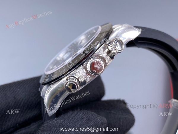 Pre-Sale Noob Factory Rolex Daytona Grey Dial Rubber Strap Swiss 4130 Watch with diamonds on the lugs 2