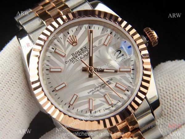2021 Copy Rolex Datejust 2-Tone Rose Gold Jubilee new Weed Dial 2