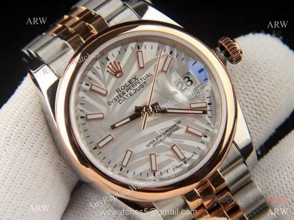 2021 New Copy Rolex Datejust 36 Silver Palm dial Domed Bezel Jubilee Watch 2