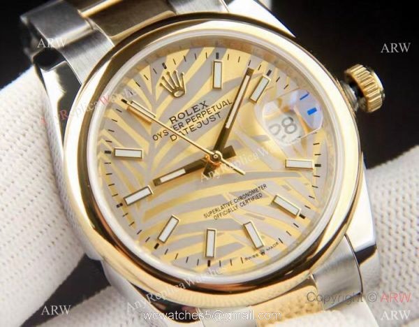 Rolex new Datejust 36 Gold Palm dial 2-Tone Oyster Bracelet Men 36mm 2