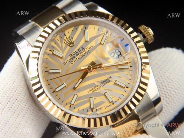 Rolex Datejust 36 Gold Palm Motif Dial Oyster Bracelet Replica Brand NEW 2
