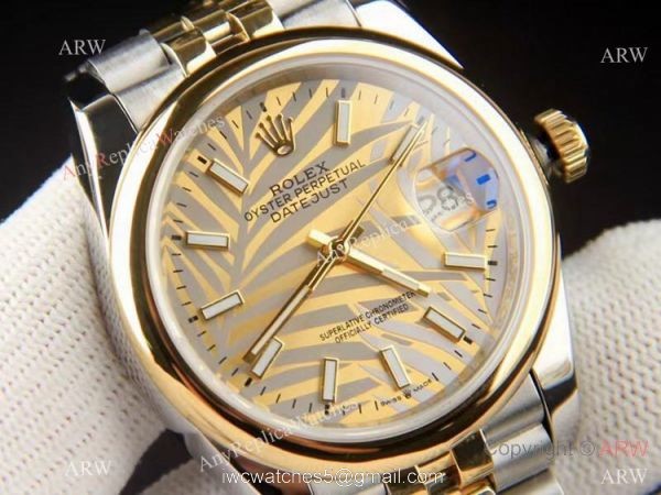 2021 New Rolex Datejust Gold Palm dial Domed bezel Gold Jubilee Watch 2
