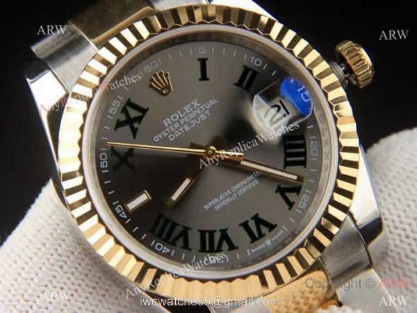 Copy Rolex Datejust 36mm Watch Green Roman Dial Two Tone Oyster 2