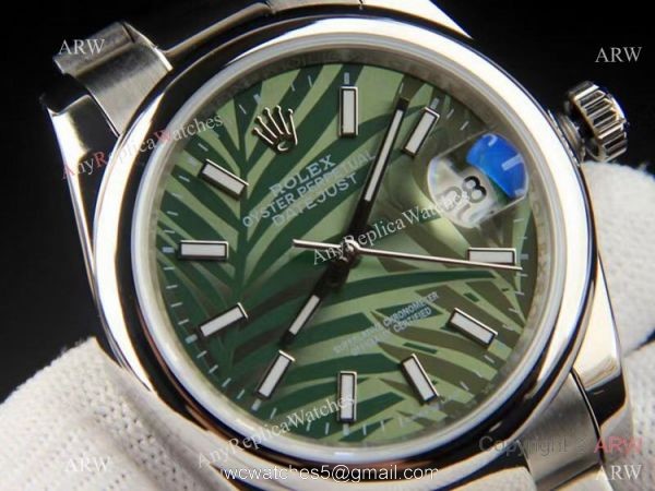 Rolex new Datejust 36 Olive Green Palm dial SS Oyster Bracelet AAA Copy 2