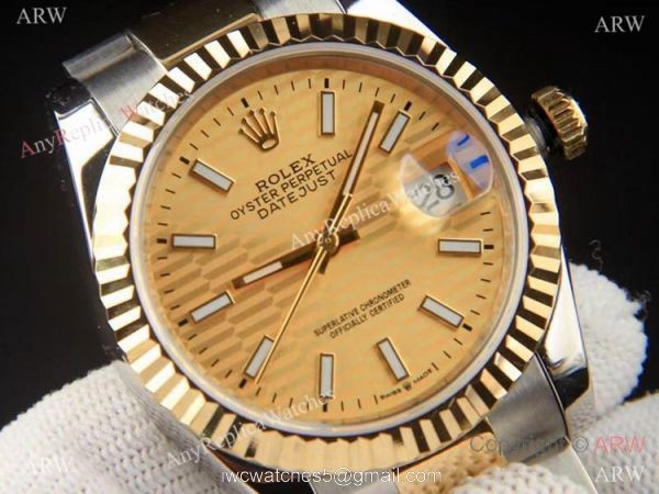 Rolex Datejust 2021 Motif Dial Gold Oyster Bracelet AAA Copy 2