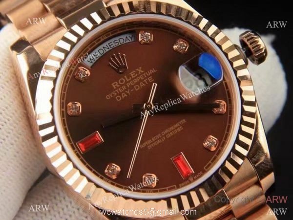 Best Replica Rolex Day-date 36 Chocolate Rose Gold Watch 2