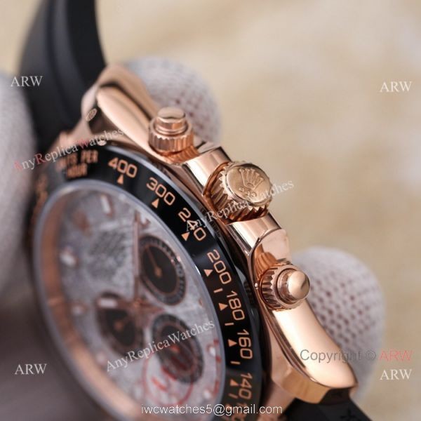 New 2021! AAA Replica Rolex Daytona 40 Watch Rose Gold Meteorite Face Oysterflex Strap 2