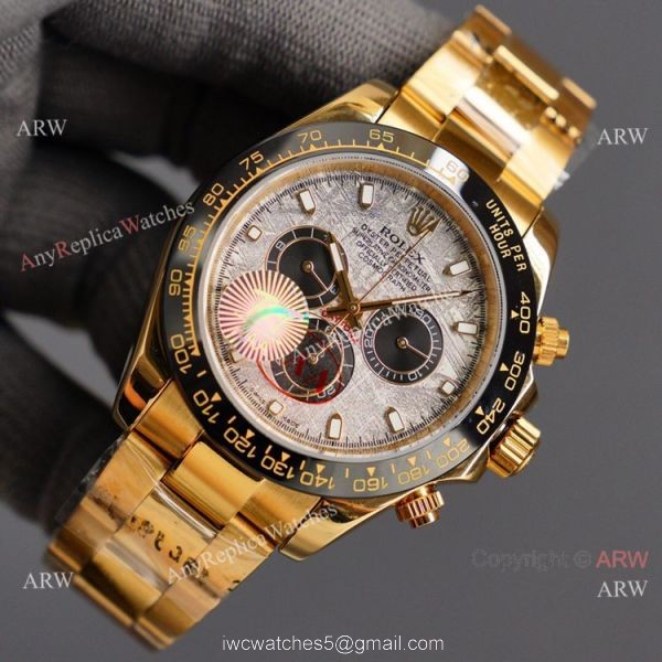 New 2021! AAA Replica Rolex Daytona Gold Meteorite Watch 43mm 2