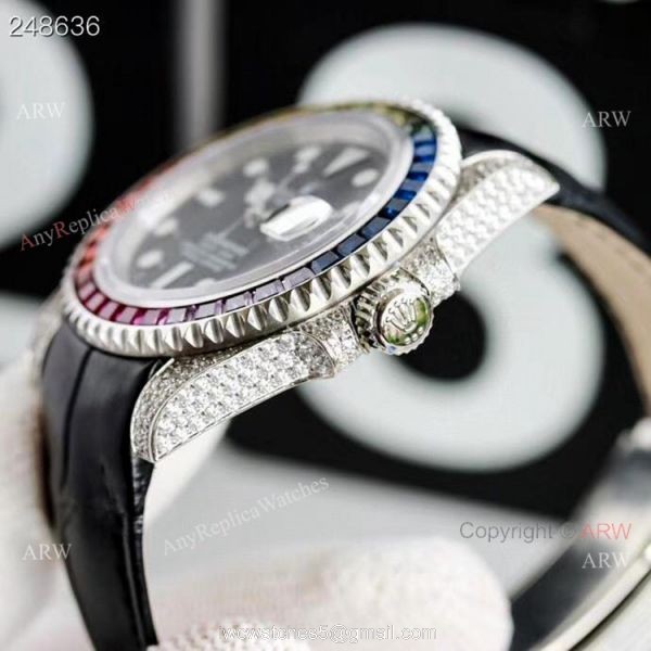 New Rolex Submariner Black Dial Rainbow Bezel Asia 2824 Replica Watches 40mm 2