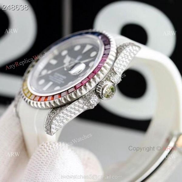 New Rolex Submariner Rainbow Bezel Black Dial Asia 2824 Replica Watches 40mm 2