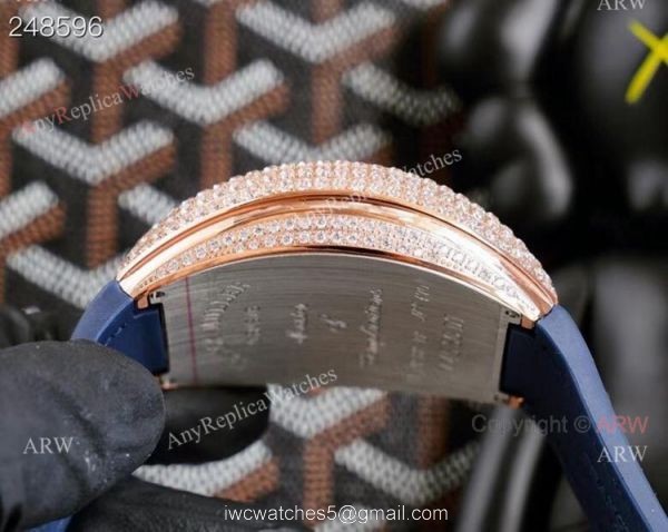 Replica Rose Gold Franck Muller V45 Revolution 3 Skeleton Watch With Diamonds for men 2