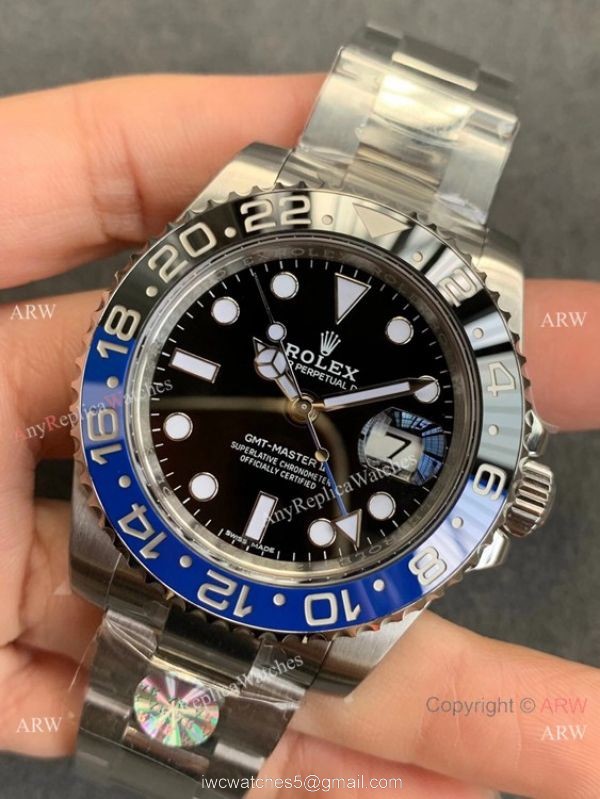 AR Swiss 3186 Rolex GMT-Master II Batman 904L Stainless Steel Watch 2