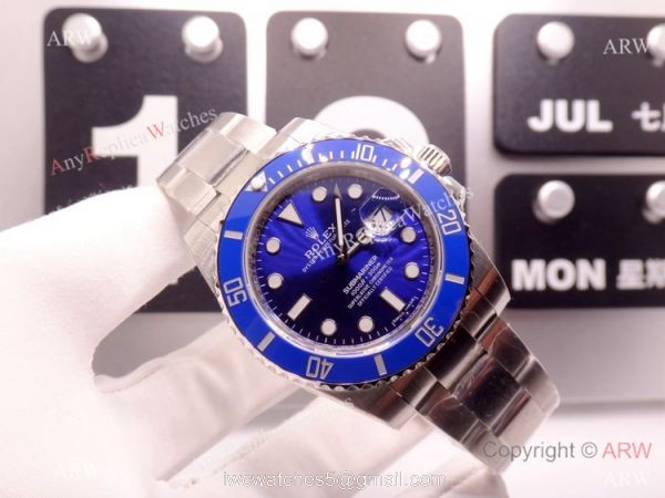 EW Swiss 3255 Rolex Smurf Submarimer Replica Watch Blue Ceramic Bezel 2