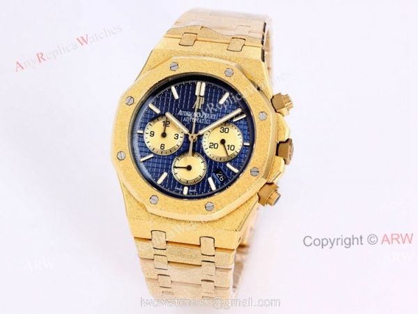 New Audemars Piguet Royal Oak Frosted Gold 41mm Green Dial Chronograph Watch Replica 2