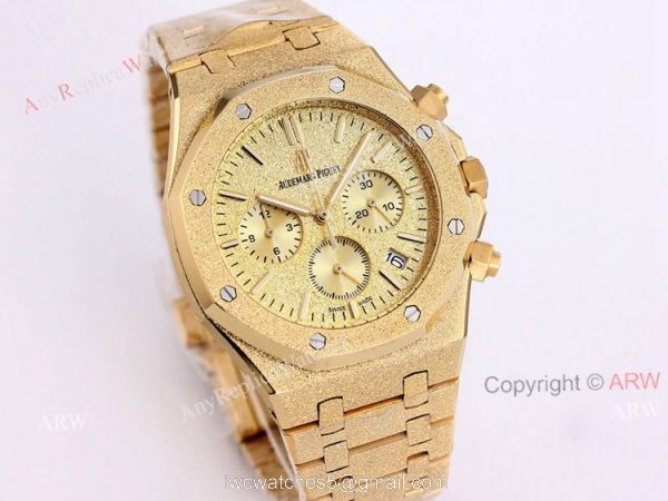 New Audemars Piguet Royal Oak Quartz Copy Watch Best AP Frosted Gold Watch 41mm 2