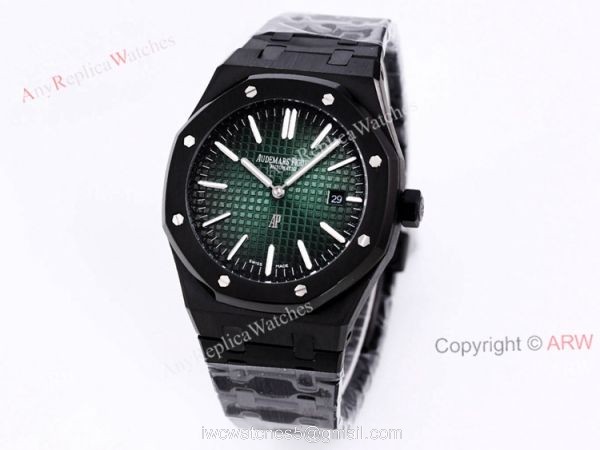 New Audemars Piguet Royal Oak Jumbo Green Dial All Black Mens Replica Watches 41mm 2