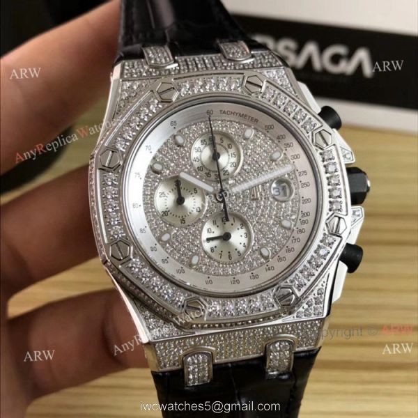42mm Audemars Piguet Royal Oak Offshore Full Diamonds Watch Quartz Replica 2