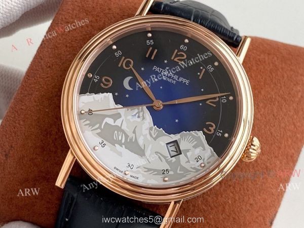 Swiss Grade Patek Philippe Classic Watch Mens Blue Dial Rose Gold Replica Watch 40mm 2