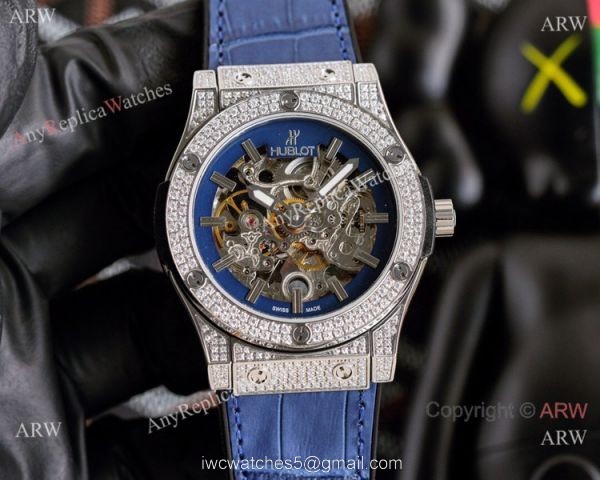 Copy Hublot Classic Fusion Iced Out Watches Hollow Dial 2