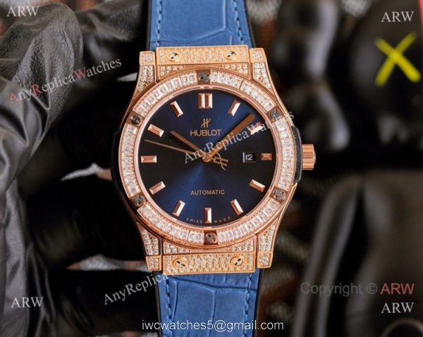 Clone Hublot Iced Out Classic Fusion Watches Rose Gold Automatic 2