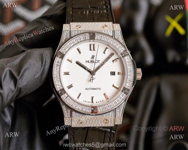 Clone Hublot Iced Out Classic Fusion Watches Grey Dial Automatic 2