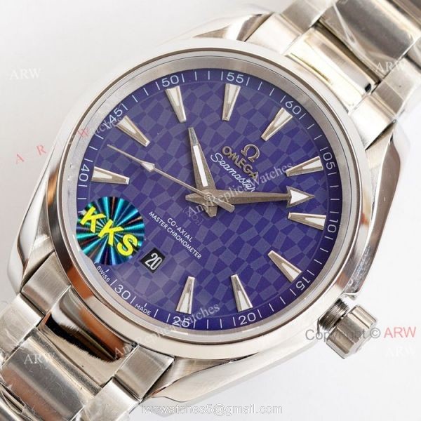 New Omega Seamaster Aqua Terra 150m Blue Face Stainless Steel Swiss Replica Watch For Men 2