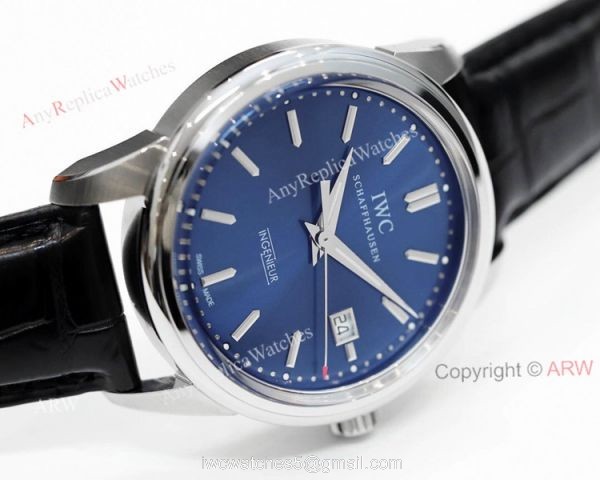 New IWC Ingenieur IW323310 Laureus Automatic Blue Face Black Leather Strap Watch Replica 2