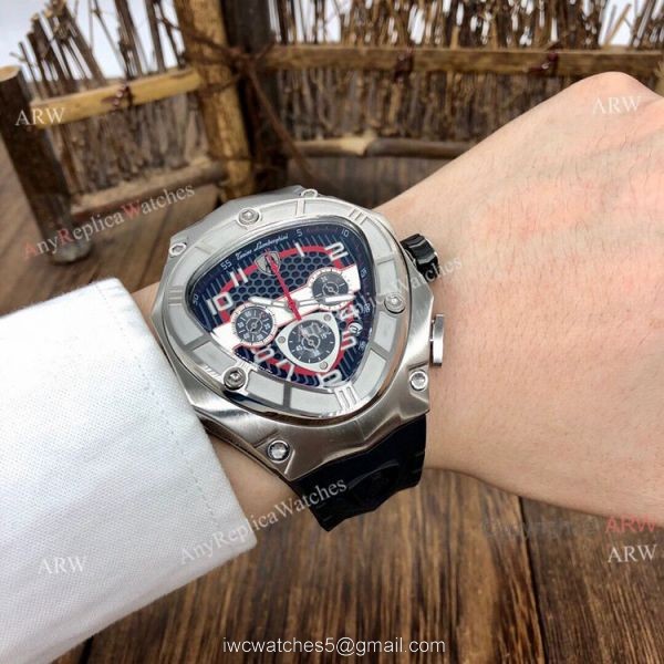 Replica Lamborghini 124bbr Spyder Quartz Watch 47mm Black Rubber Band 2
