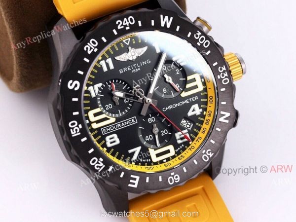 New Breitling Endurance Pro 44mm Review Yellow Rubber Band Quartz Watch Replica 2