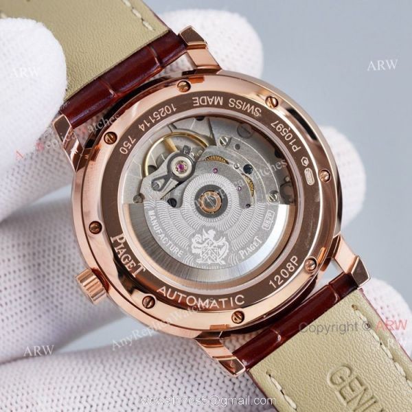 Swiss Grade Piaget Altiplano Black Face Brown Leather Strap Asia Swiss ETA2824 Clone Watch 2